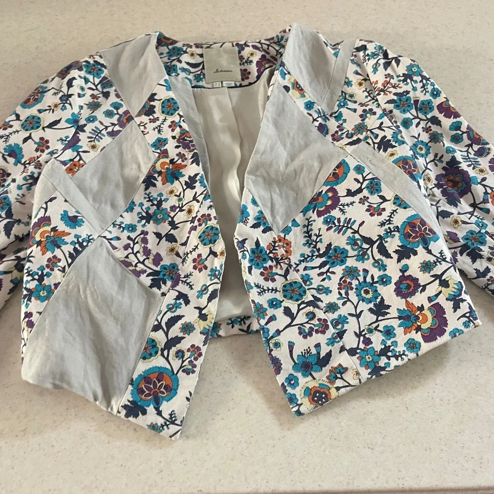 Elevenses patchwork blazer jacket,‎ Sz. 10 cottagecore, boho, cotton, whimsy